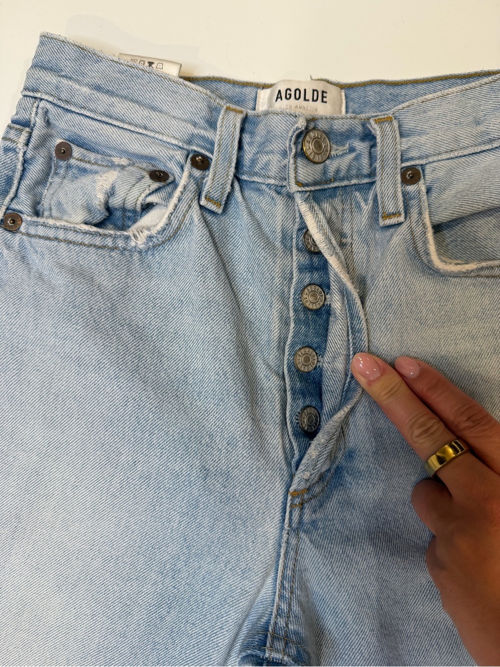 AGOLDE Riley High Rise Straight Crop Distressed Jeans Size 23 - Picture 5 of 8